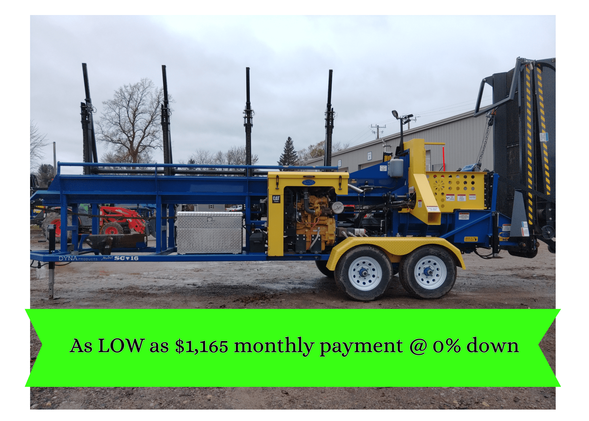 Current Running Rental Unit, Hours will accumulate DYNA 2022 SC-16 CAT DieselFirewood Processor