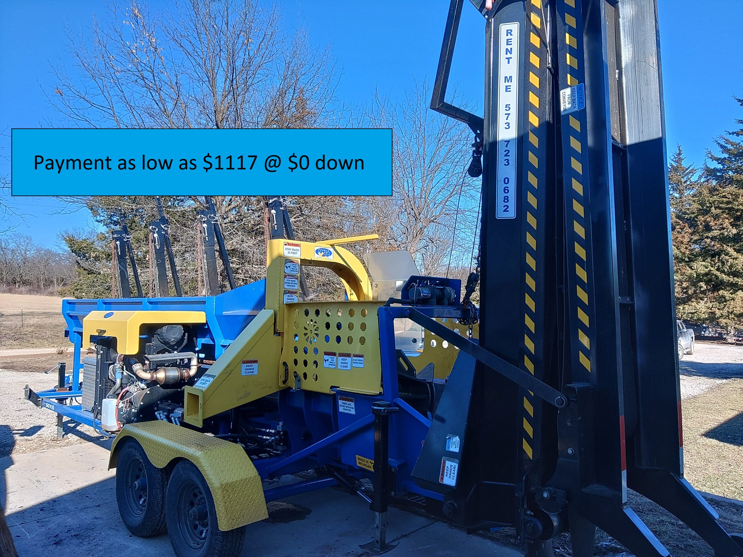 Current Running Rental Unit, Hours will accumulate DYNA 2022 SC-16 Kohler DieselFirewood Processor